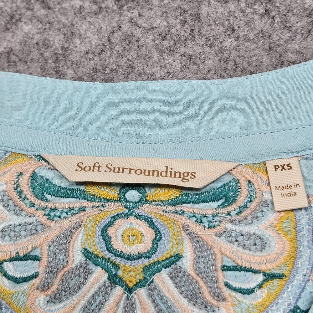 Soft Surroundings Top Women's PXS River Islands Embroidered Tunic Boho Floral - Picture 2 of 12